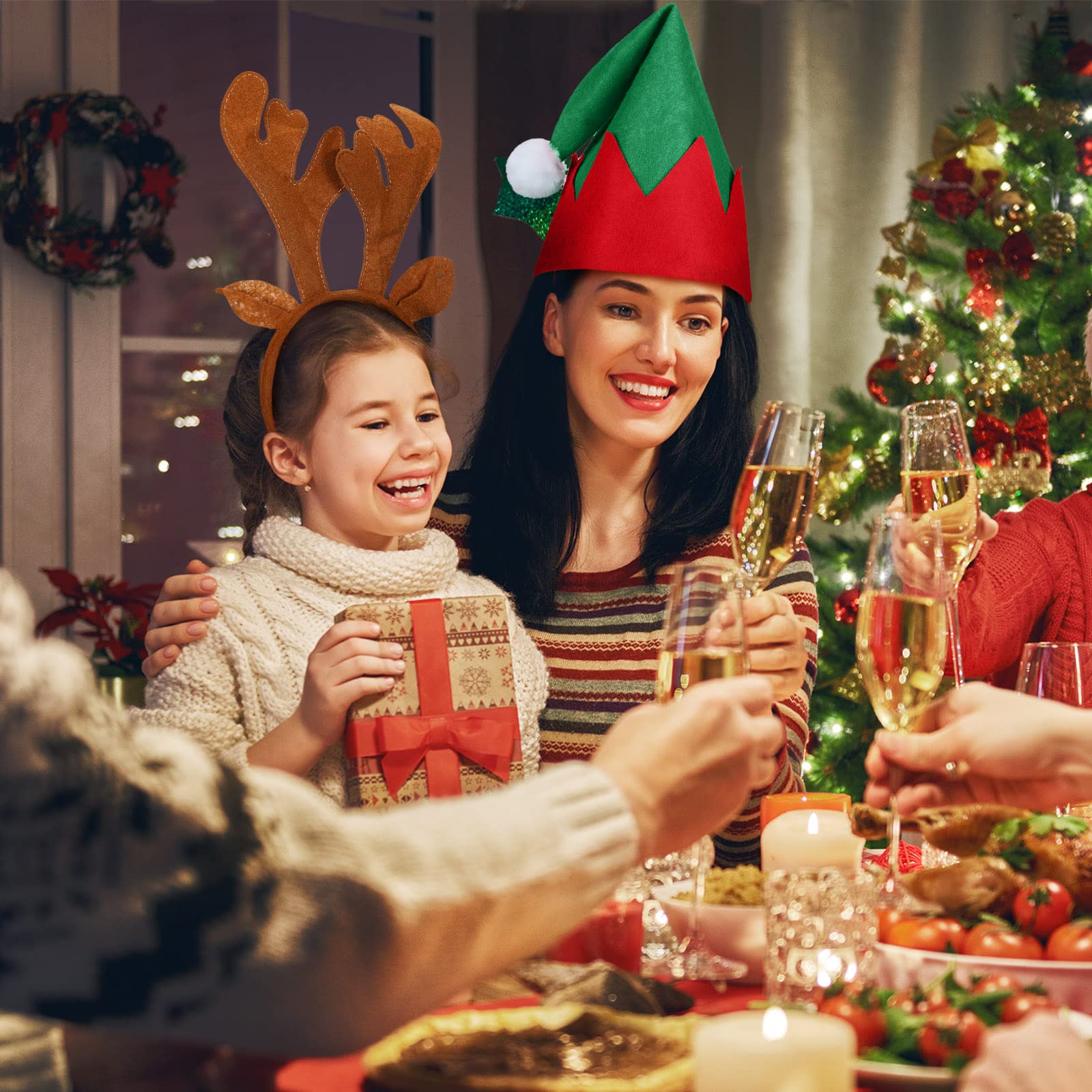 SATINIOR reindeer headband with antlers for festive family photos
