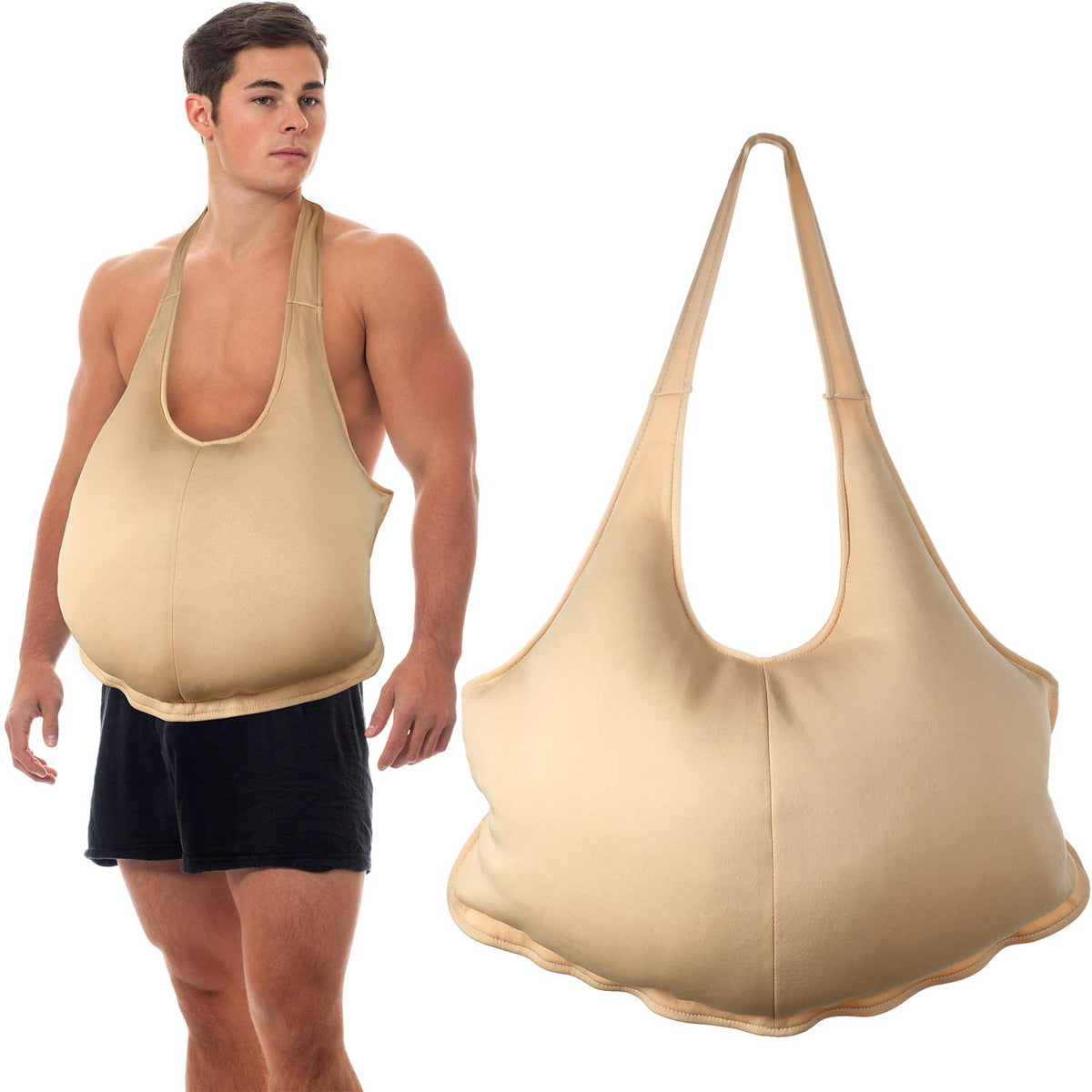 SATINIOR Santa belly stuffer beige 21x16 close-up highlighting soft padding for comfortable cosplay.