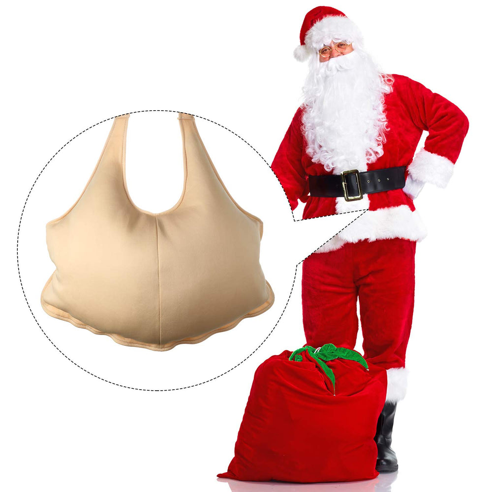 SATINIOR Santa belly stuffer belt attachment demonstrates waist band compatibility for steady wear.