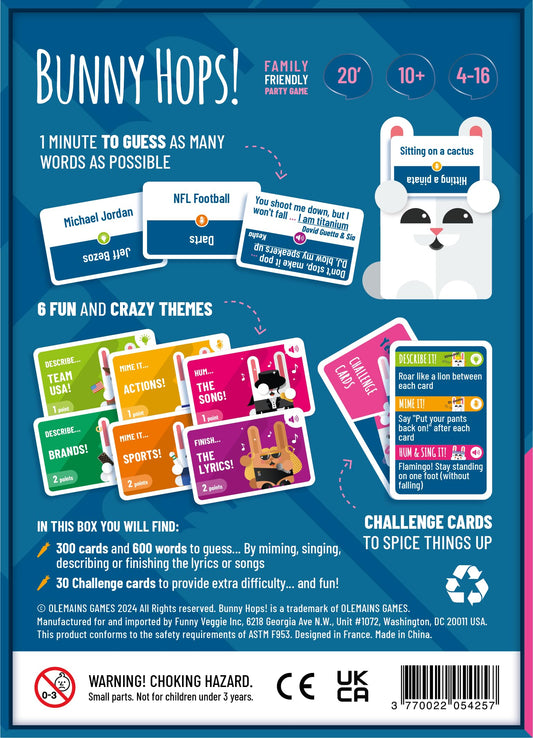 SAVANA Bunny Hops cards set ready for quick word guessing at parties