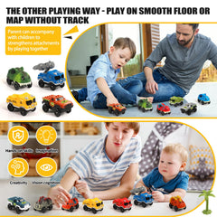 Save Unicorn dino track cars on track-ready display with glow effects