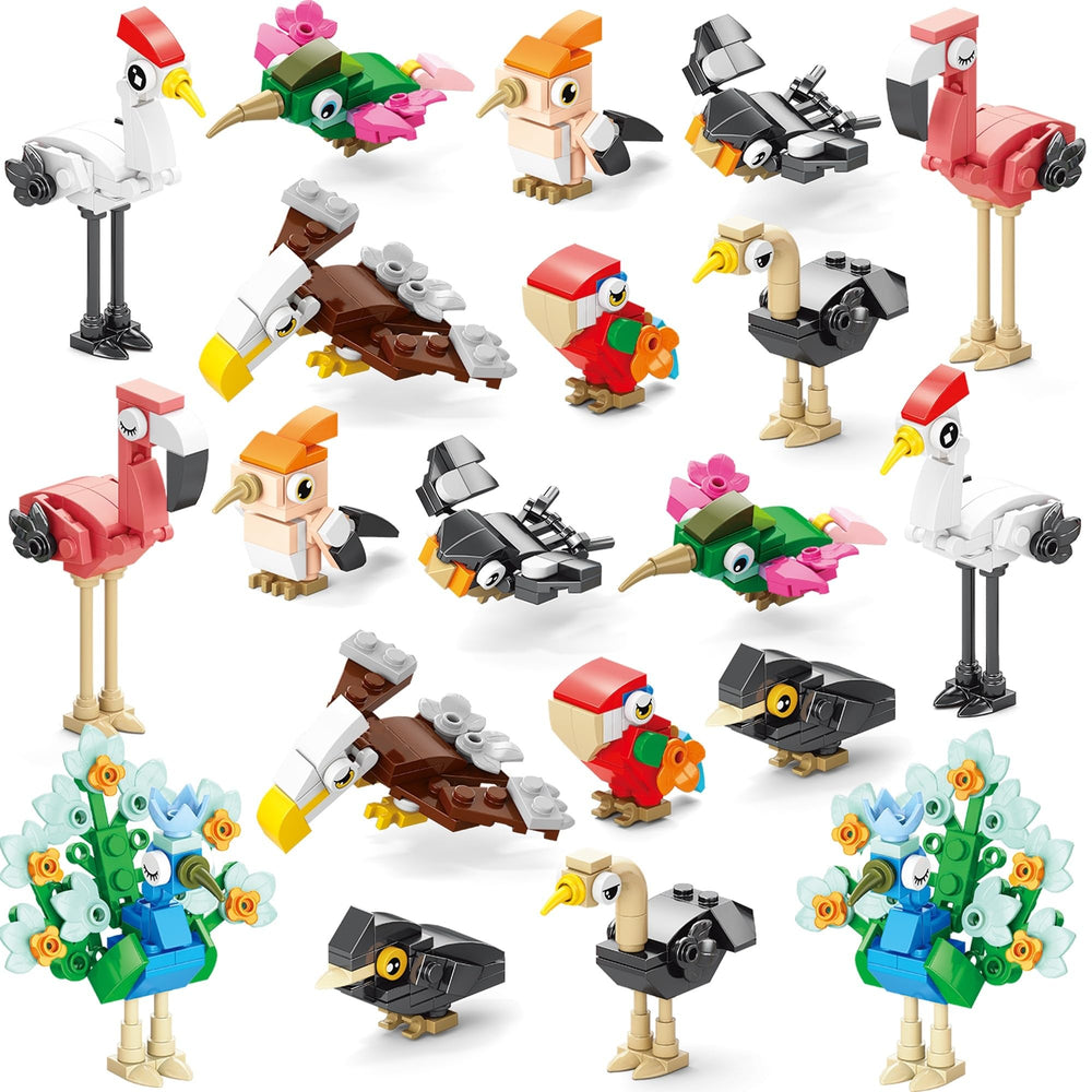 Sawaruita bird-building-blocks 20-pack for kids' party favors and gift bags.