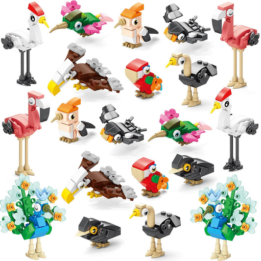 Sawaruita bird-building-blocks 20-pack for kids' party favors and gift bags.