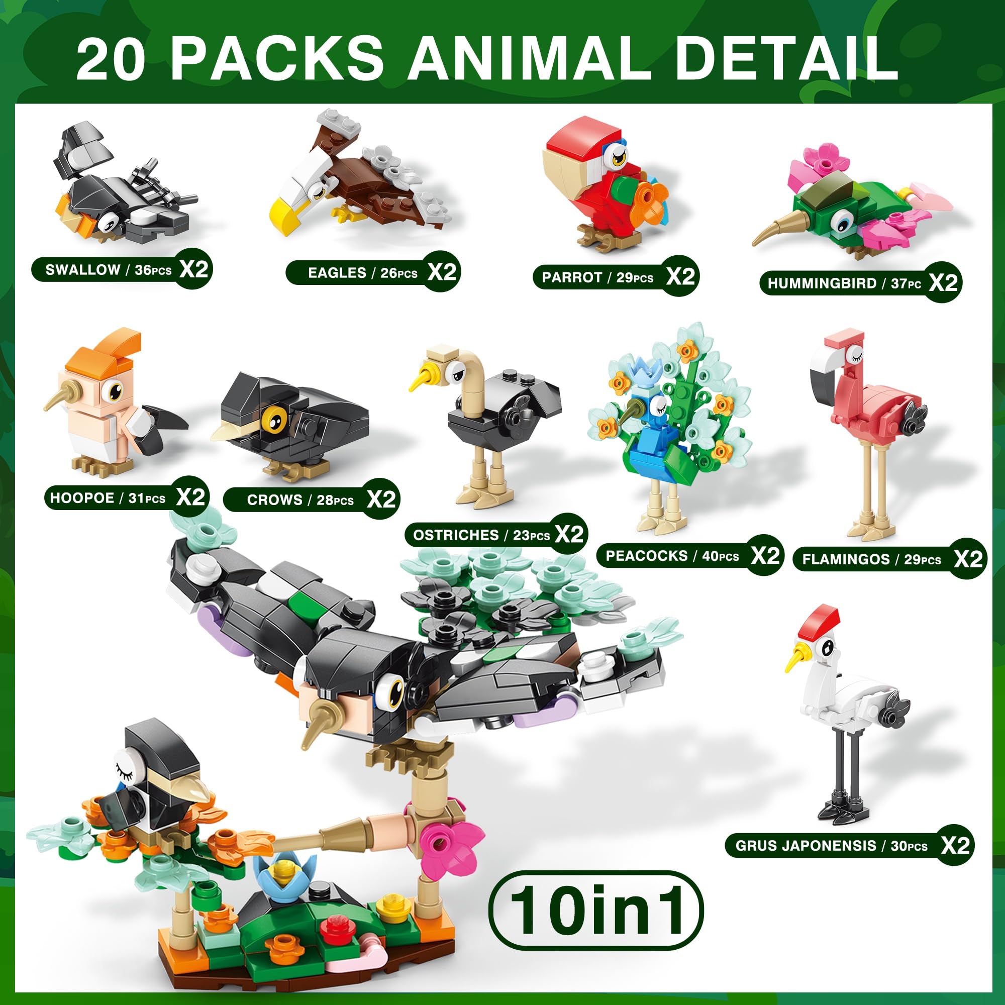 Sawaruita mini bird figures variety boosts imagination and hands-on play.
