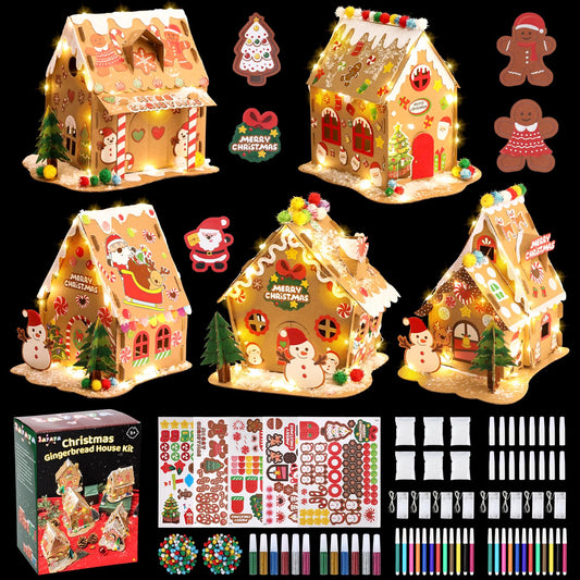 Sayaya 5-set LED gingerbread kit – front view for family holiday crafting