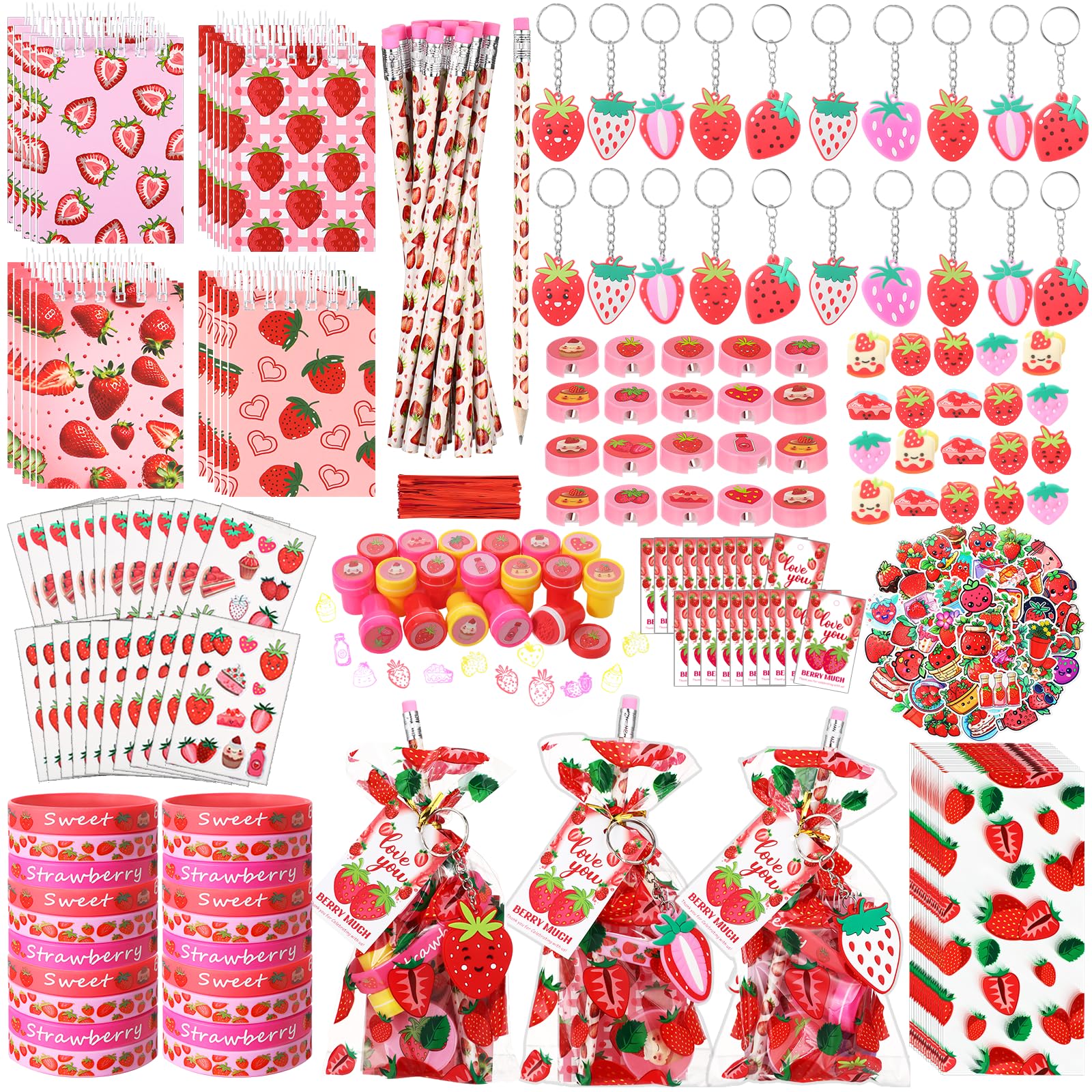 Sayglossy strawberry notepads for party favors and keepsakes.