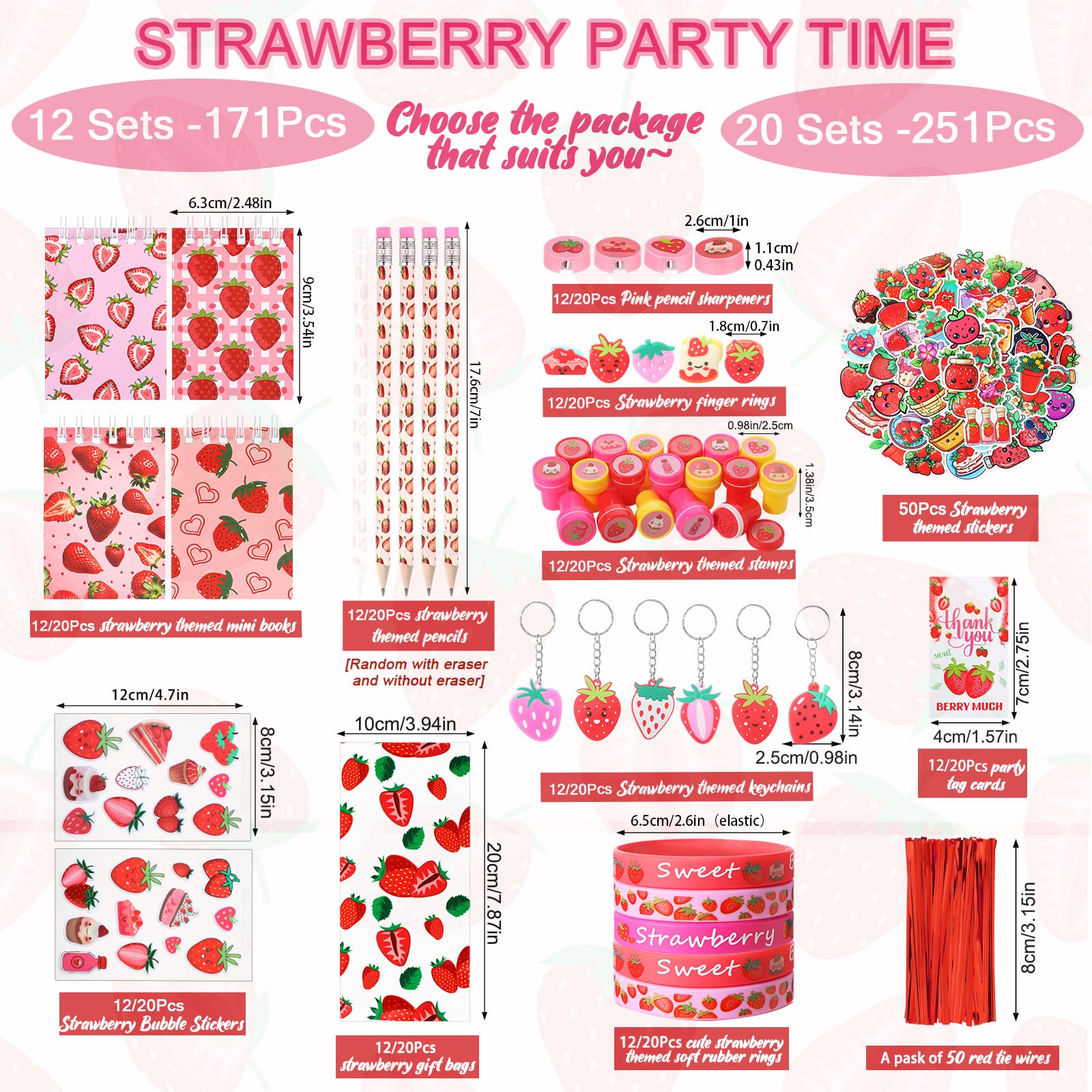 Sayglossy strawberry stickers for decorating favors and rewards.