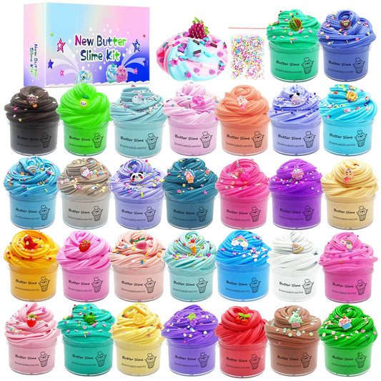 SBRBANNC butter slime kit cups: smooth textures for easy squeezing.