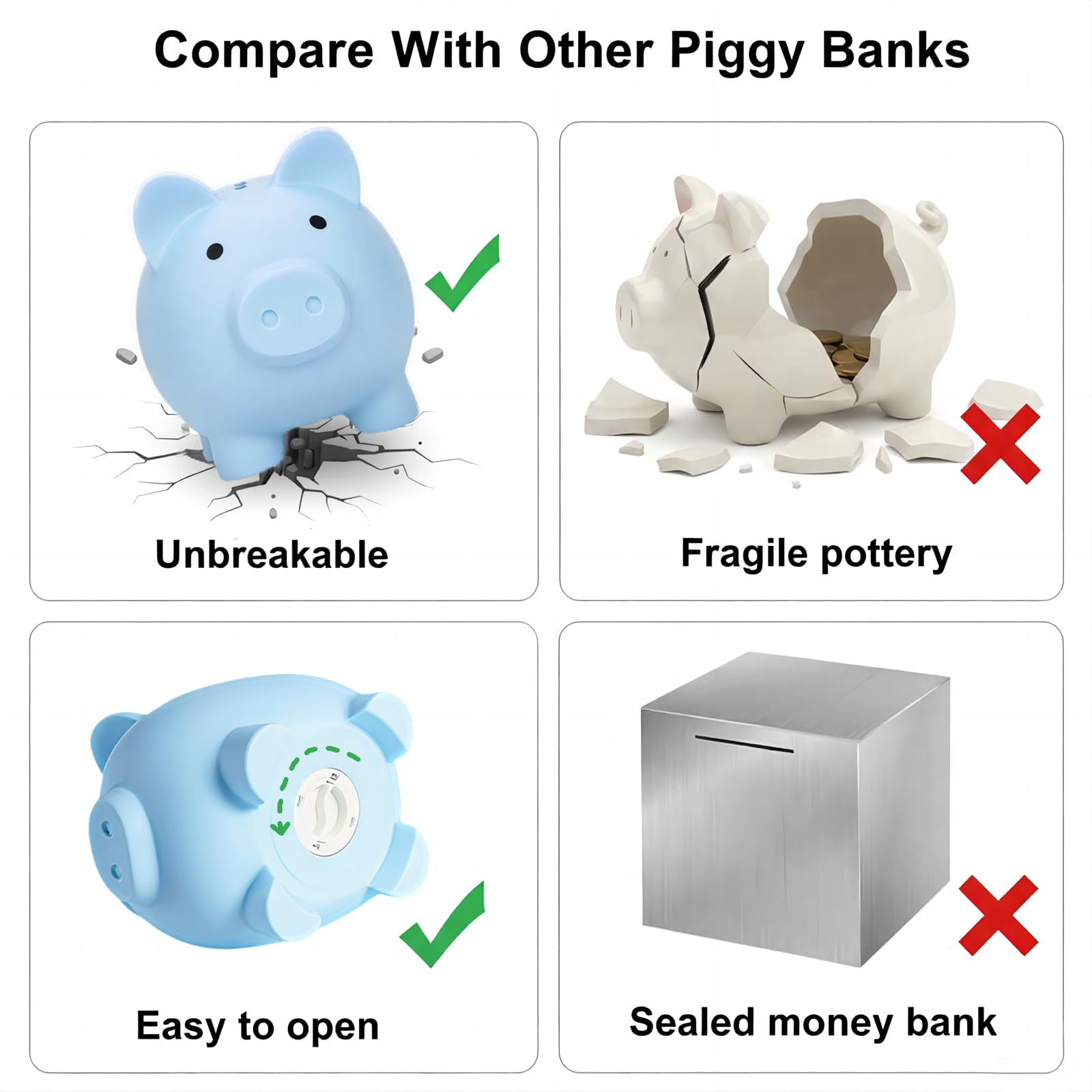 Sbrvaniy coin-accepting bank fits pennies to dollars.