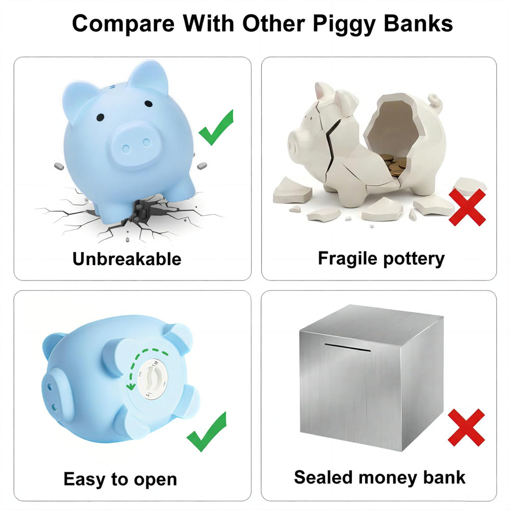 Sbrvaniy coin-accepting bank fits pennies to dollars.
