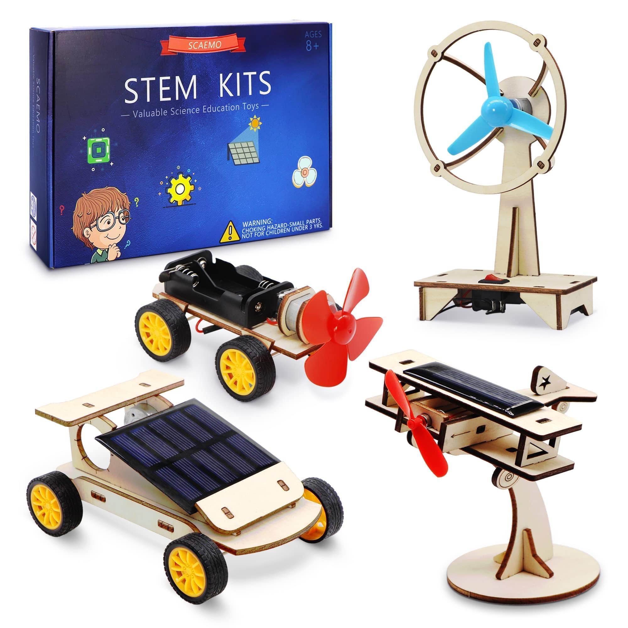 Scaemo Solar Kit SCAEMO STEM Kits for Kids 8-14 | Solar Car & Plane, Wind Car, Electric ...