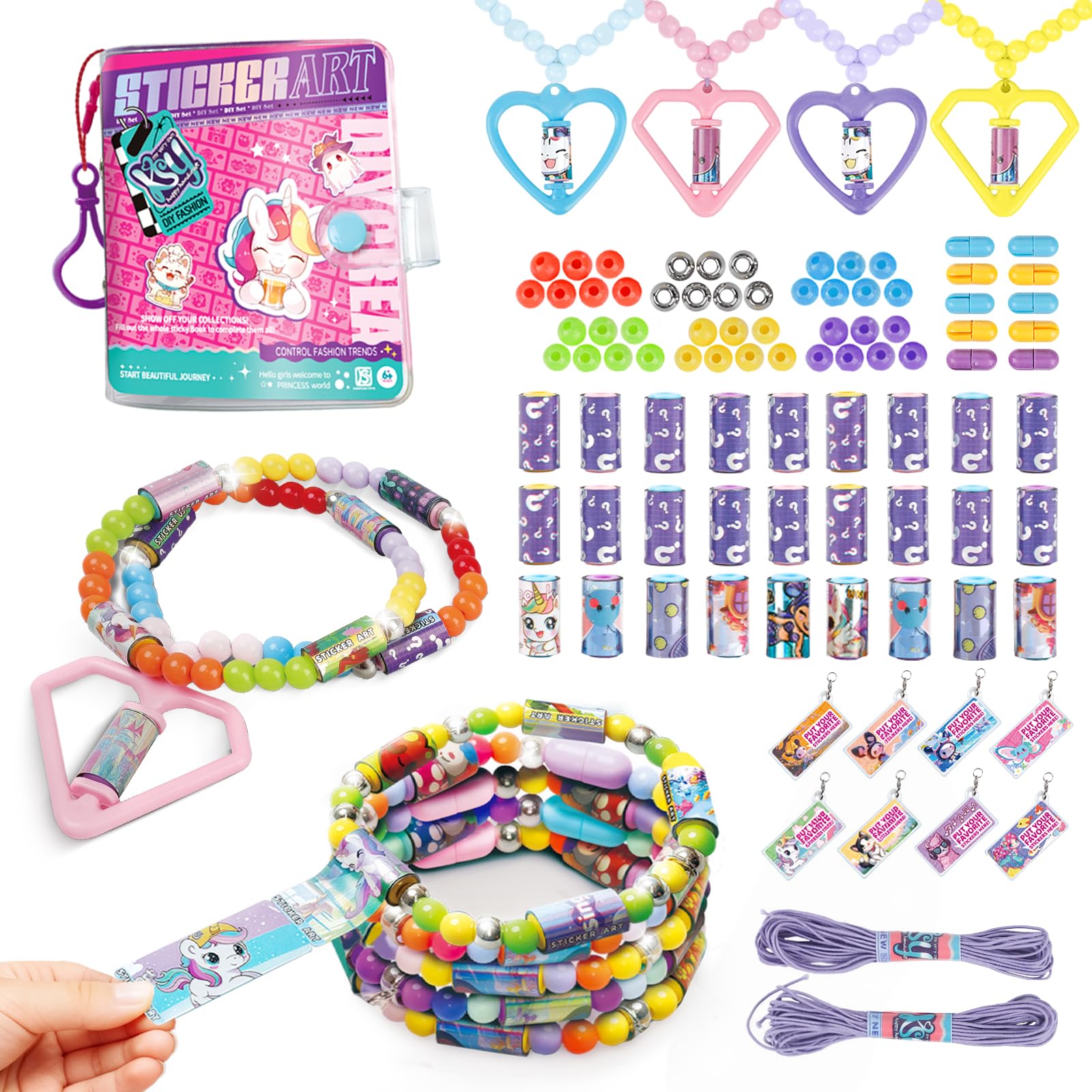 Scarmat 480-piece jewelry sticker kit for girls, vibrant designs for jewelry making.