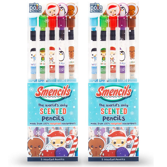 Scentco Holiday Smencils pack front view, festive stocking stuffer for kids