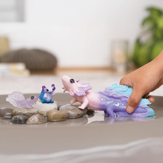 Schleich Bayala colorful axolotl detail: vibrant figures spark creative storytelling sessions.