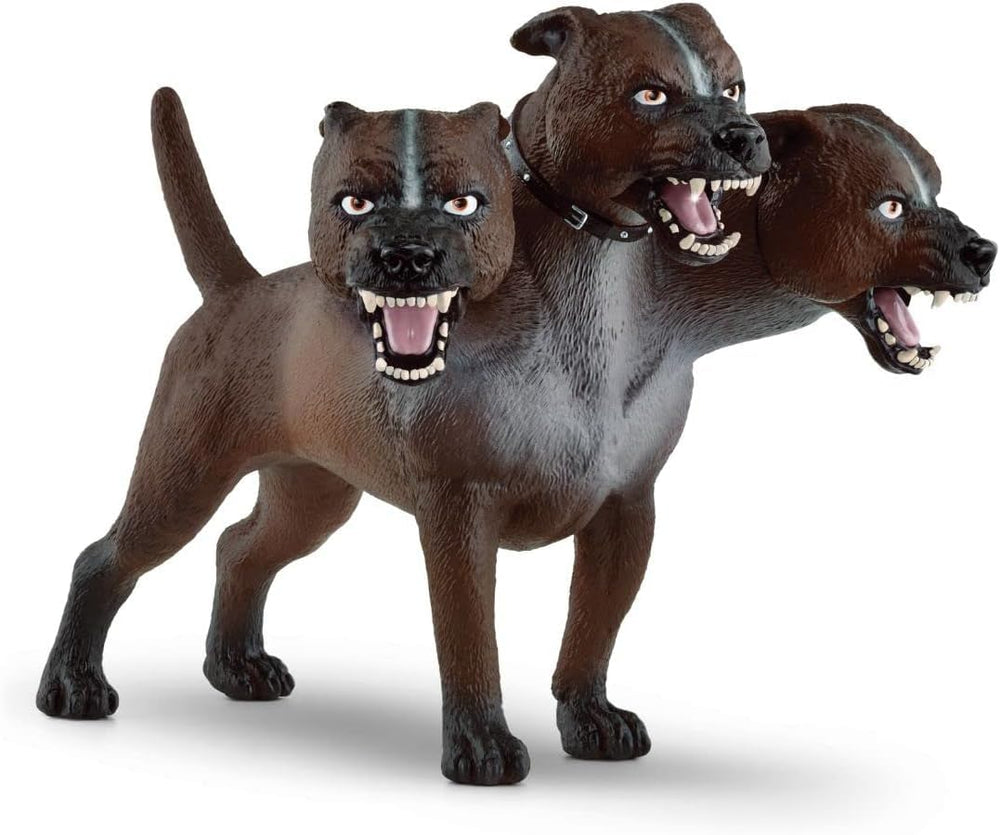 Schleich Cerberus Fluffy figure, three-headed dog close-up, perfect for display and playtime imagination.