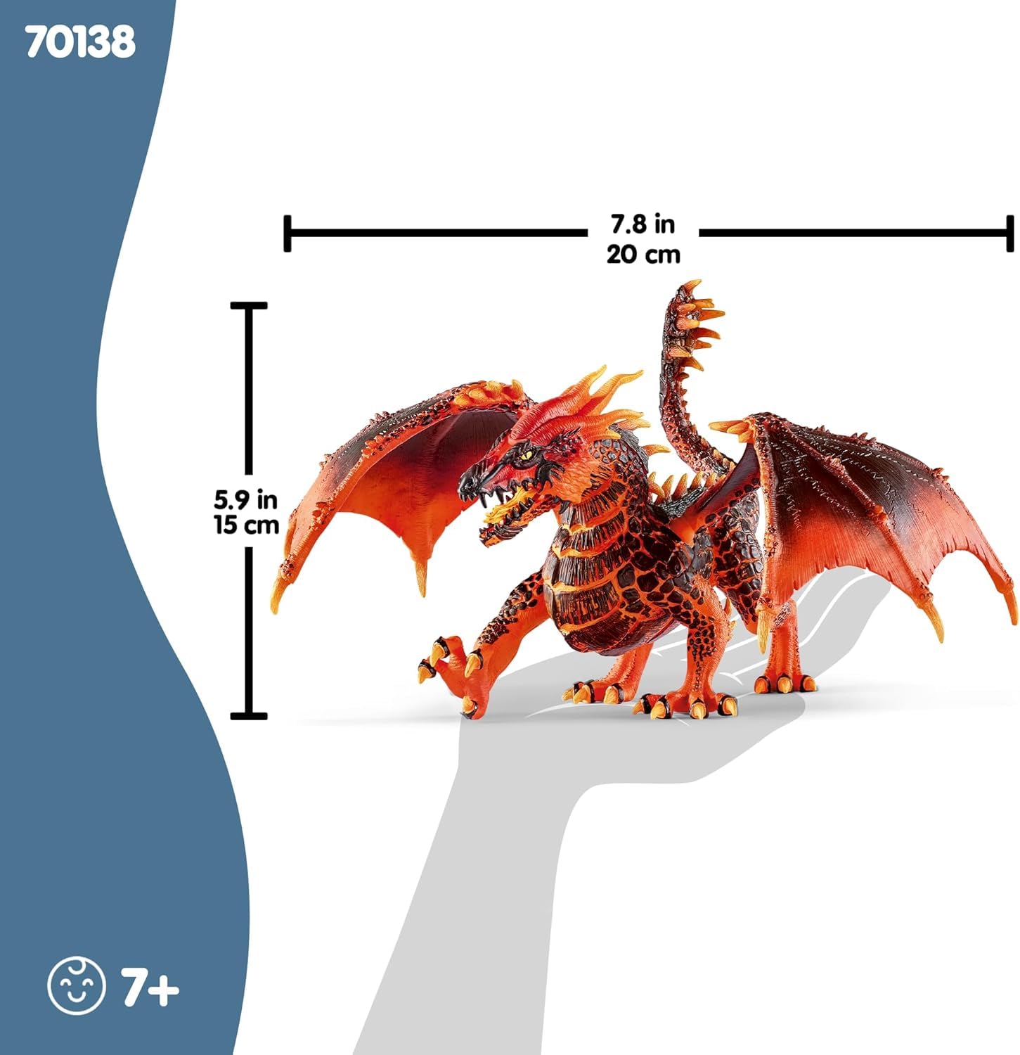 Dramatic flames detail on the Schleich Eldrador Lava Dragon