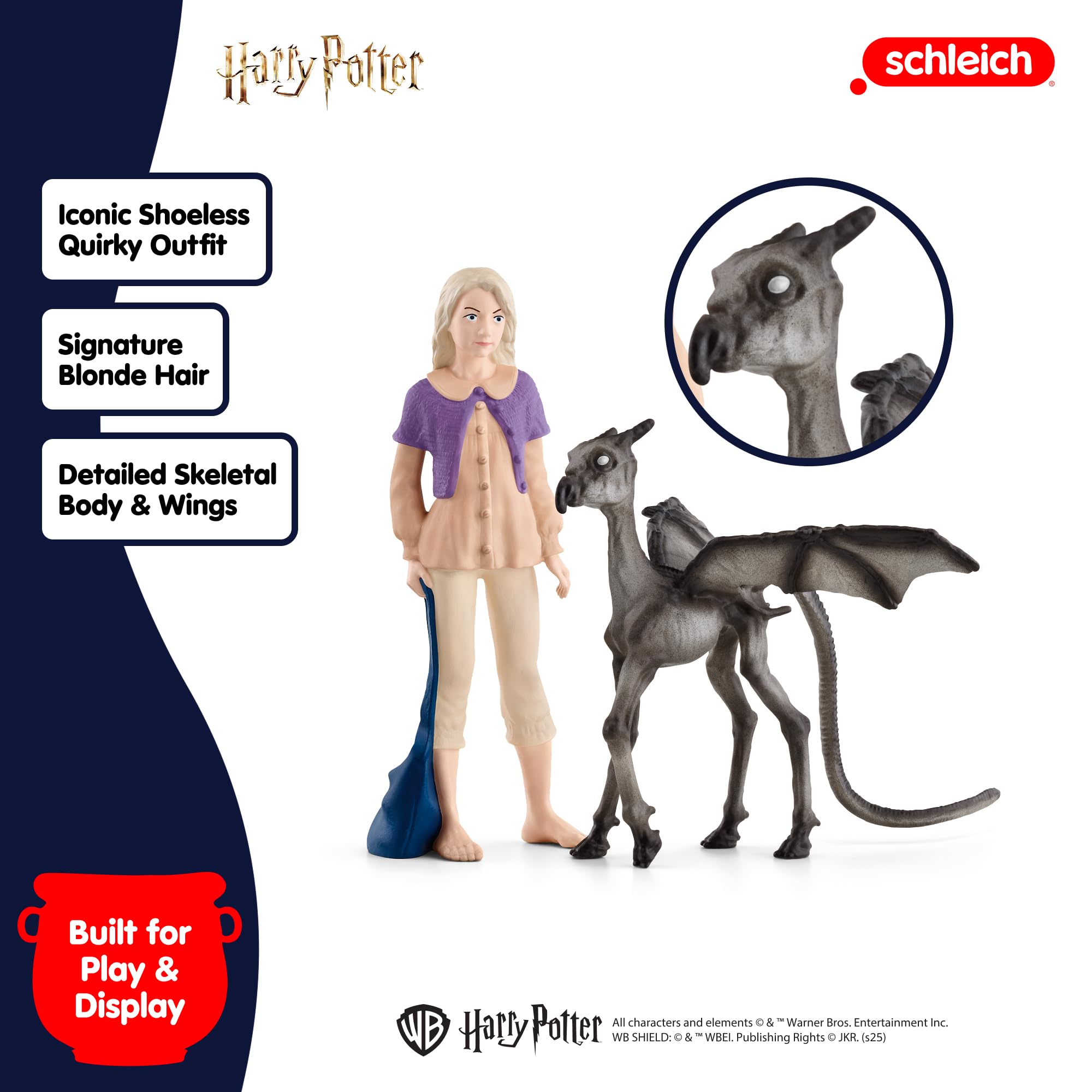 Schleich detailed Thestral back view for dramatic diorama setups.