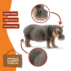 Schleich hippo with Ranger Tom theme, compatible with Wild Life playsets.