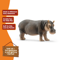 Schleich hippo resting stance for stable, interactive display.