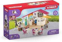 Schleich cafe seating with sunshade and lighting for social play