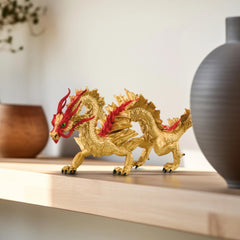 Schleich Lunar Dragon featuring fiery red spines for dramatic shelf presence.
