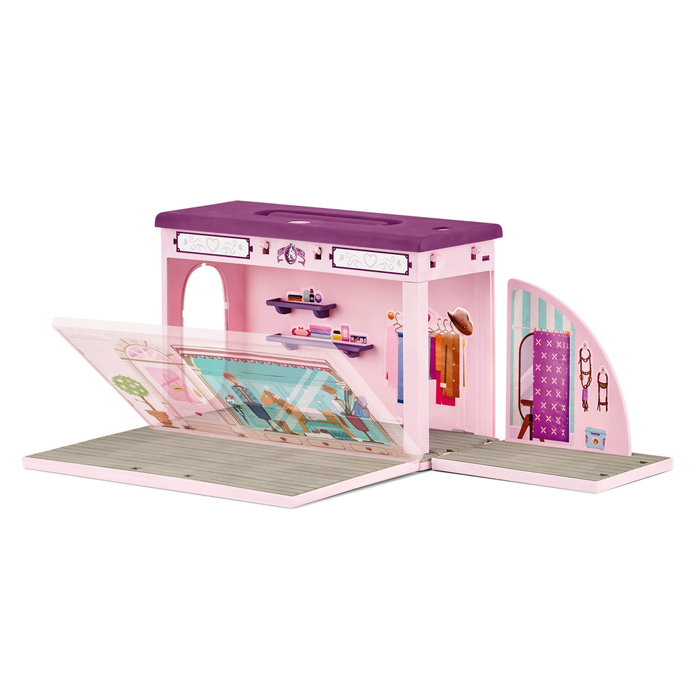 Schleich pop-up boutique folds for easy portable storage