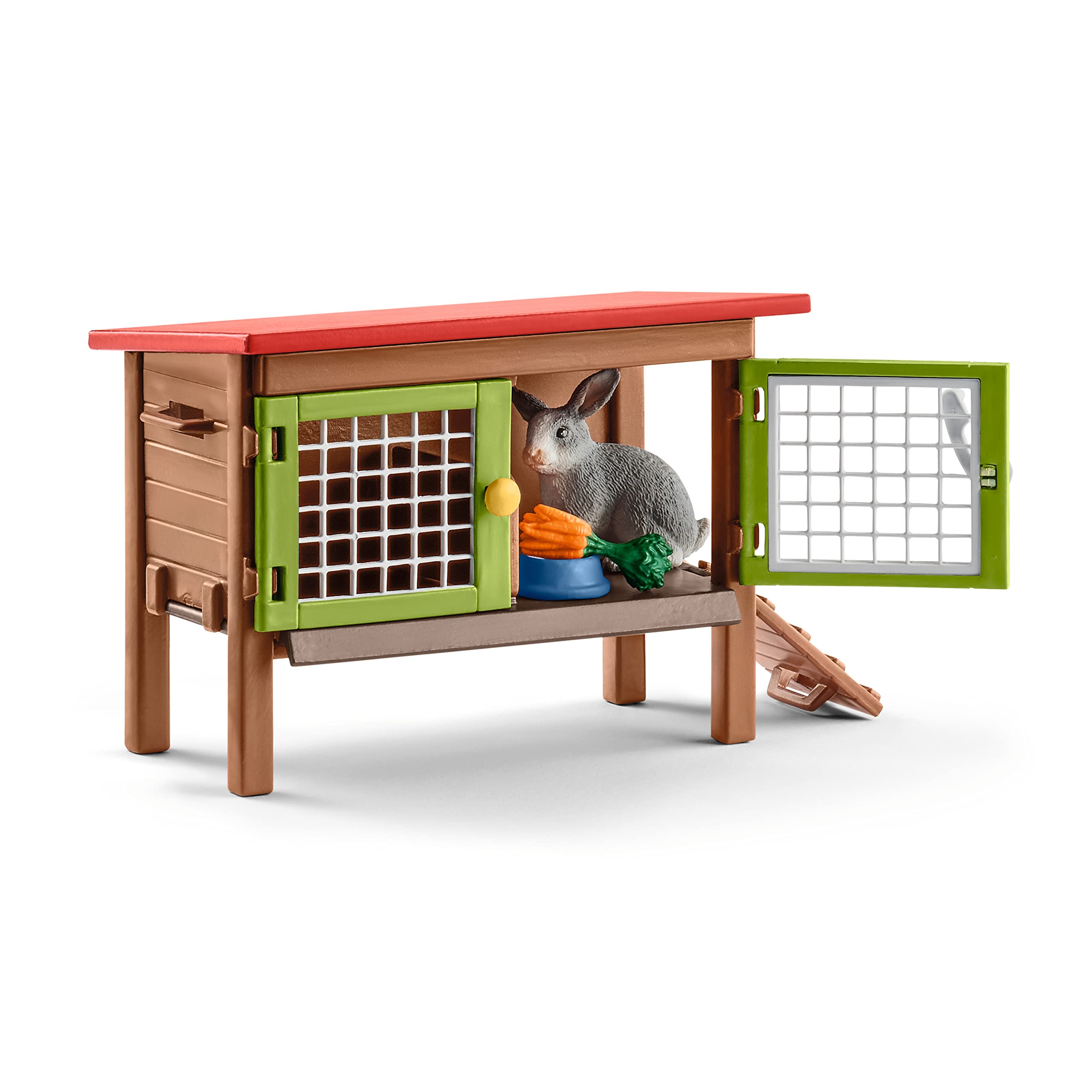 Schleich Rabbit hutch with open doors and modular fence for layout options