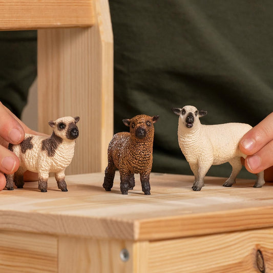Close-up of Schleich sheep showing detailed wool texture and craftsmanship.