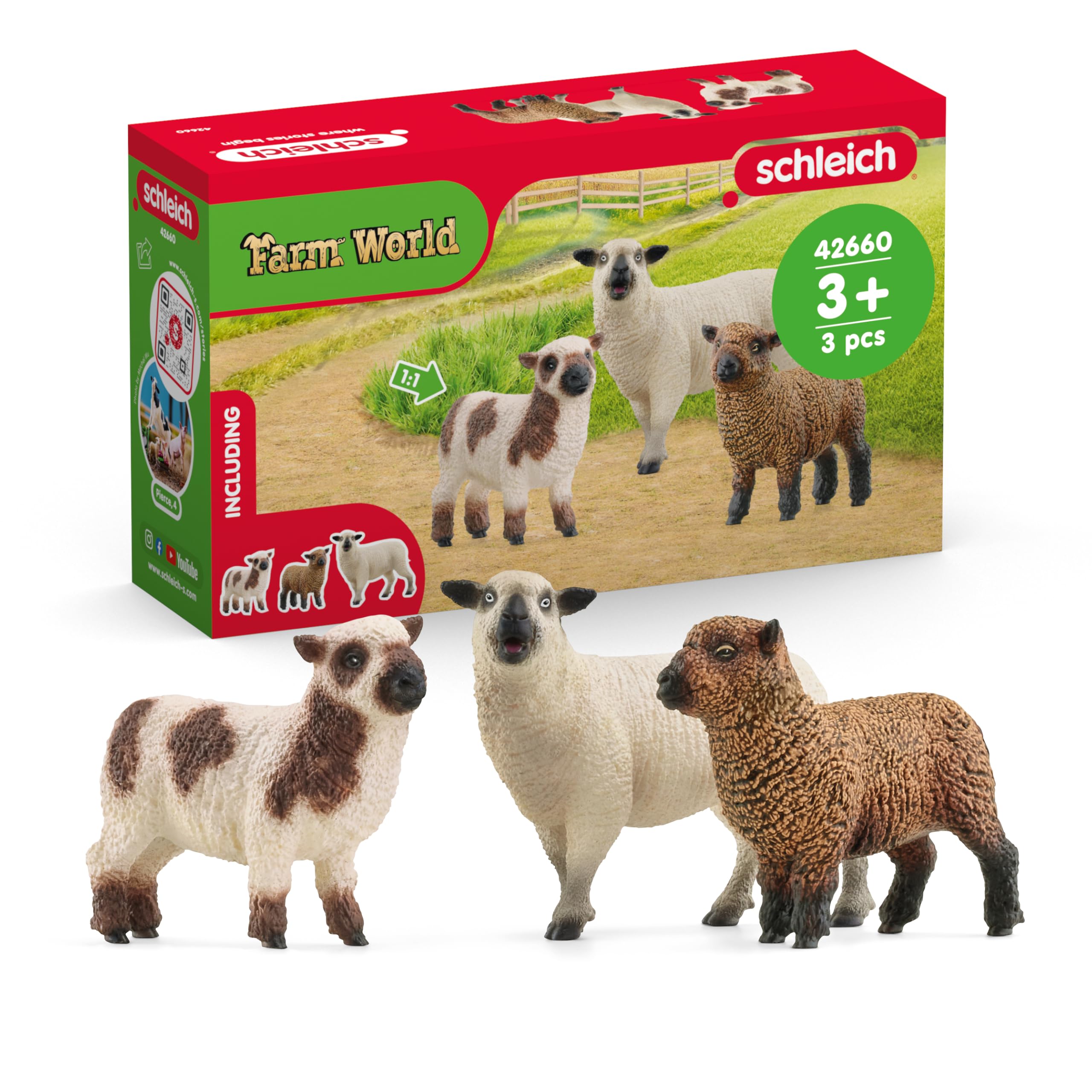 Schleich Sheep Friends three-pack figurines ready for imaginative, screen-free play.