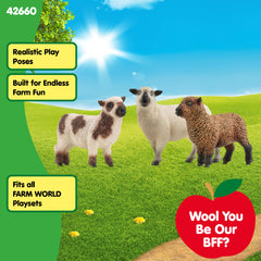 Sheep grazing in a sunlit Schleich Farm World scene.