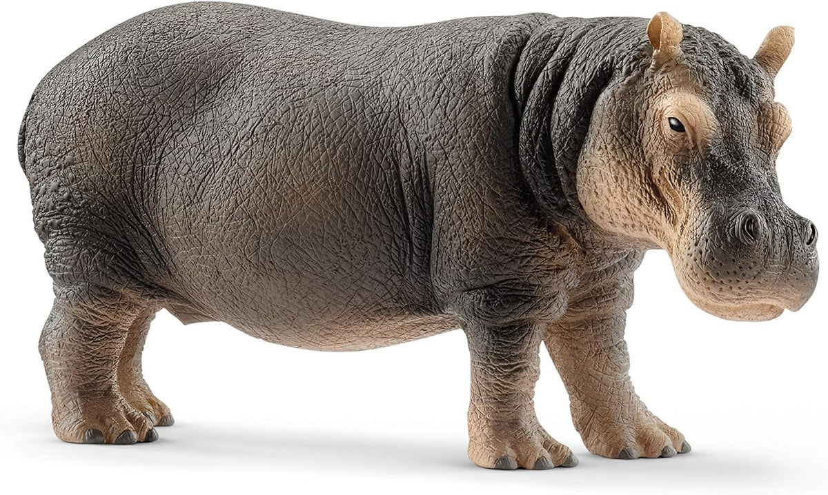 Schleich Hippopotamus figurine, lifelike skin texture for creative pretend play.