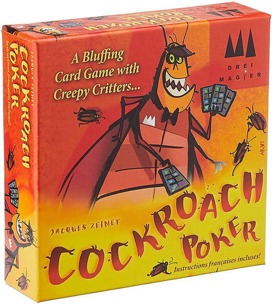 Schmidt Cockroach Poker deck closeup showing bold critter illustrations for bluffing