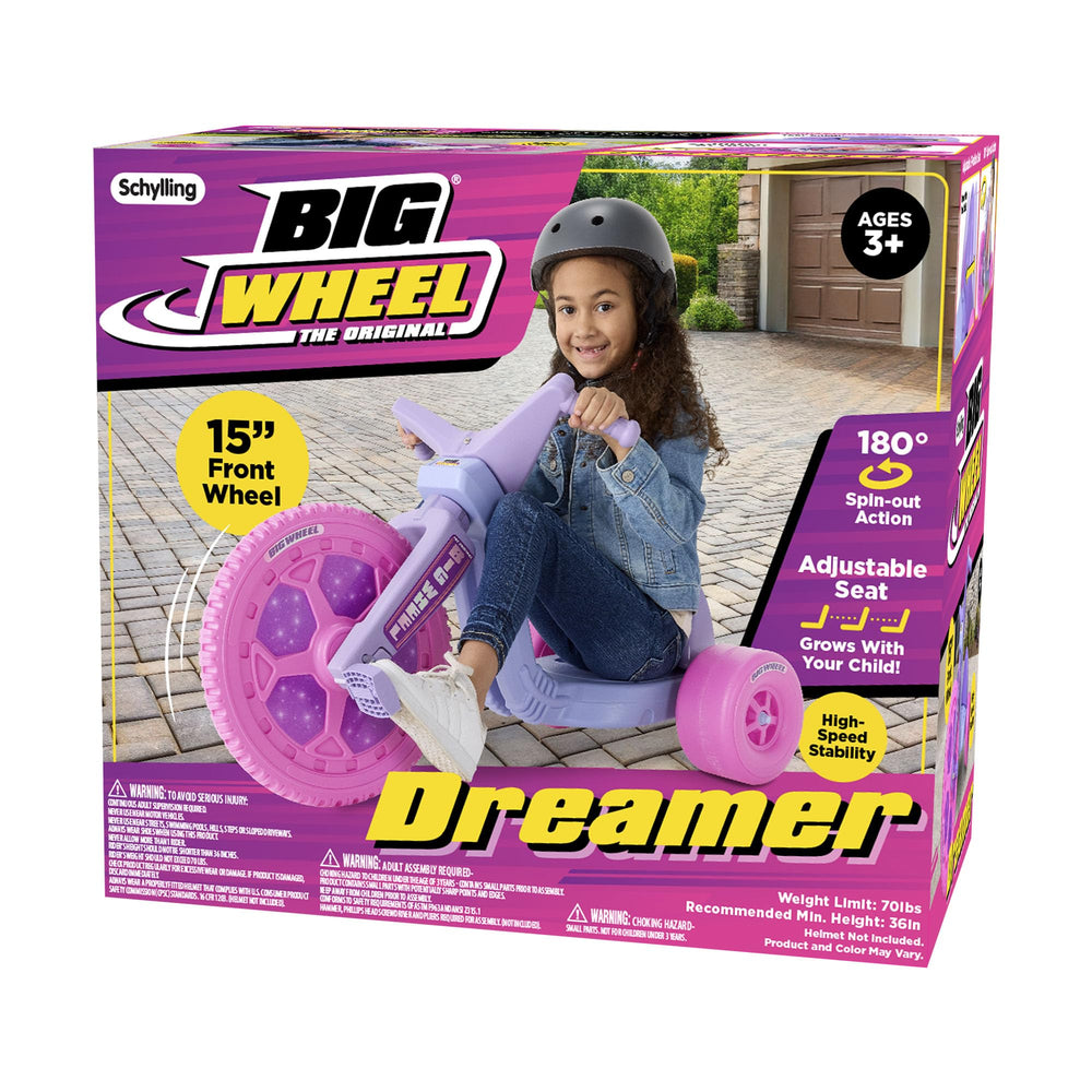 Schylling Big Wheel Dreamer suitable for ages three and up and growing riders.