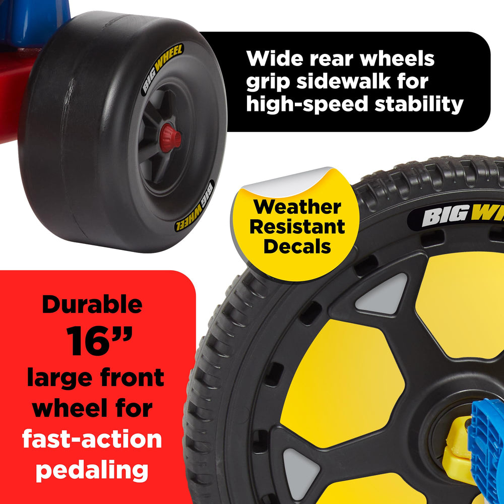 Schylling Big Wheel Speedster colorful decals brighten every ride.