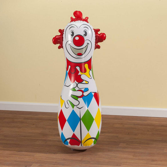 Schylling Classic Clown Bop Bag side view highlighting 42-inch height and sturdy vinyl