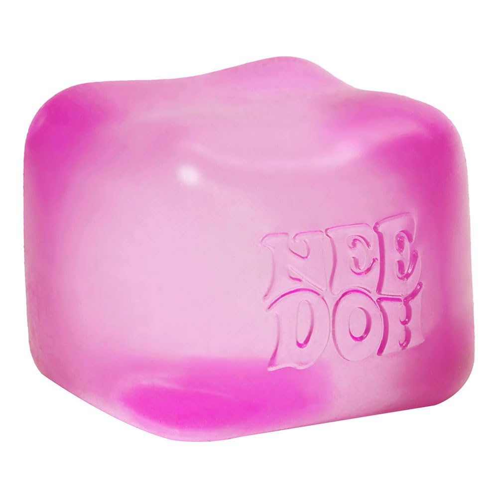 Schylling Needoh Nice Cube side squeeze demonstrates discreet fidget for focus