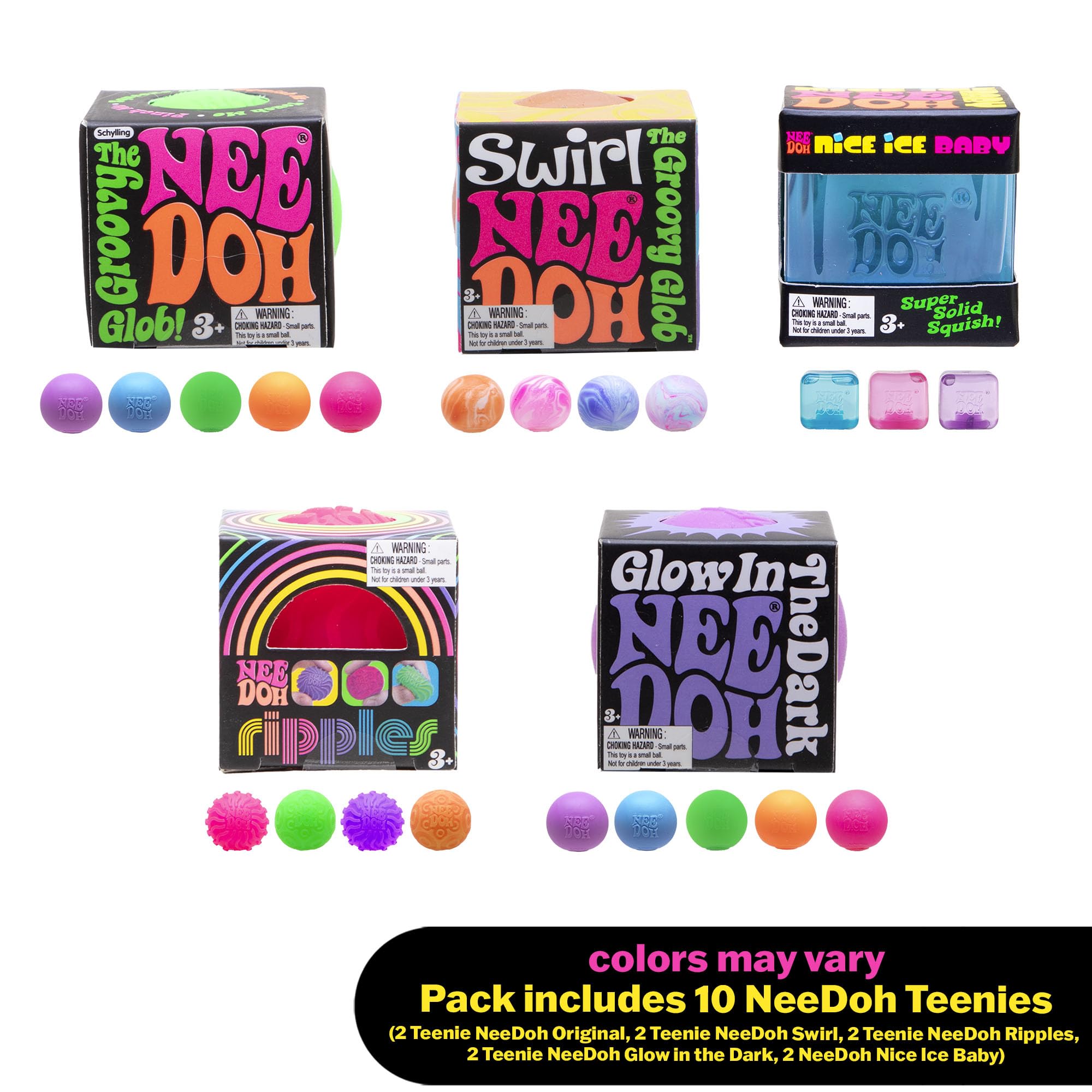 Schylling NeeDoh Teenie Swirl close-up showcases textured swirl for soothing sensory play.