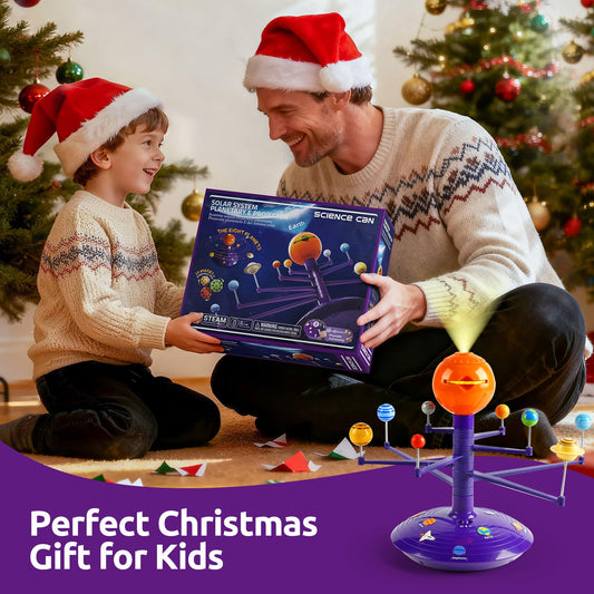 Science Can LED solar dome night light provides a gentle glow for bedtime space stories.