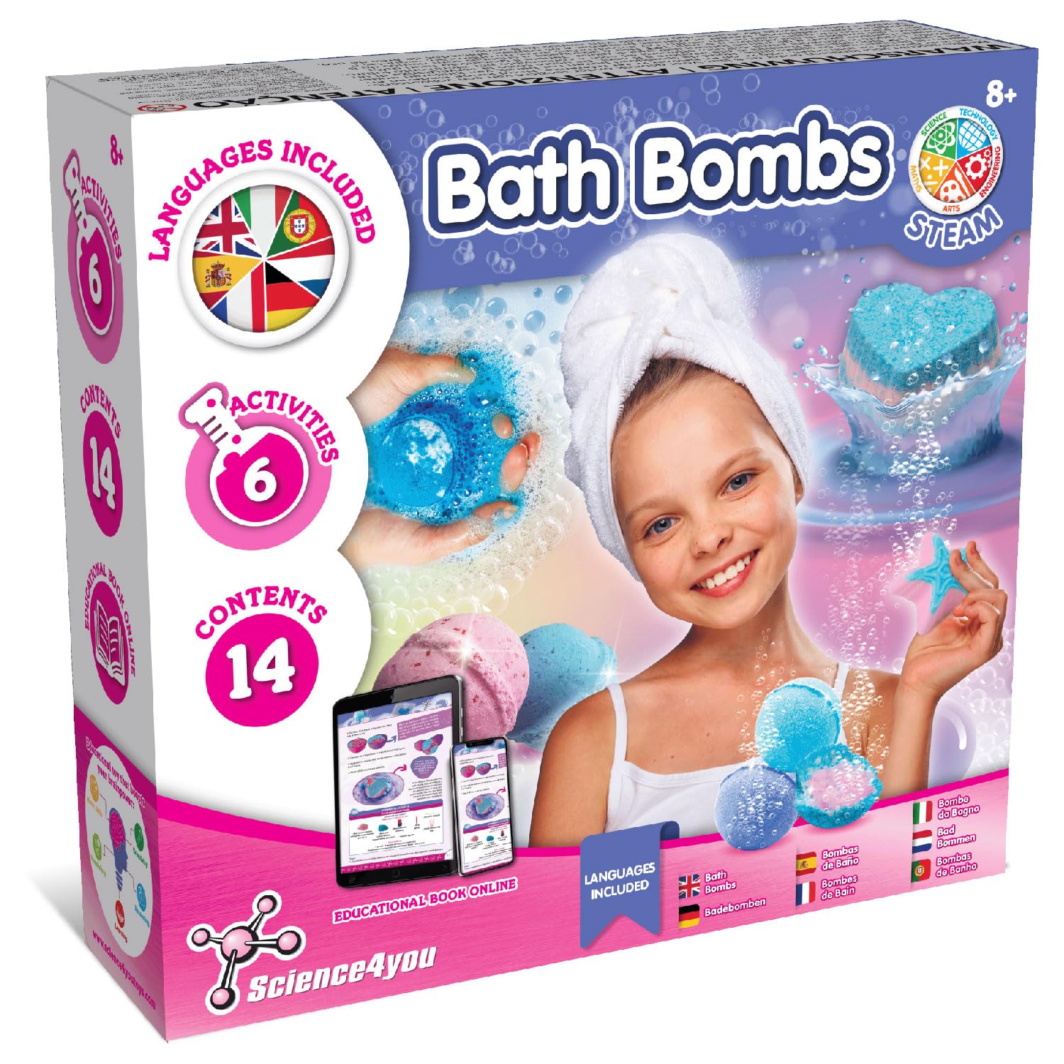 Science4you bath bomb making kit contents for creative baths and experimentation