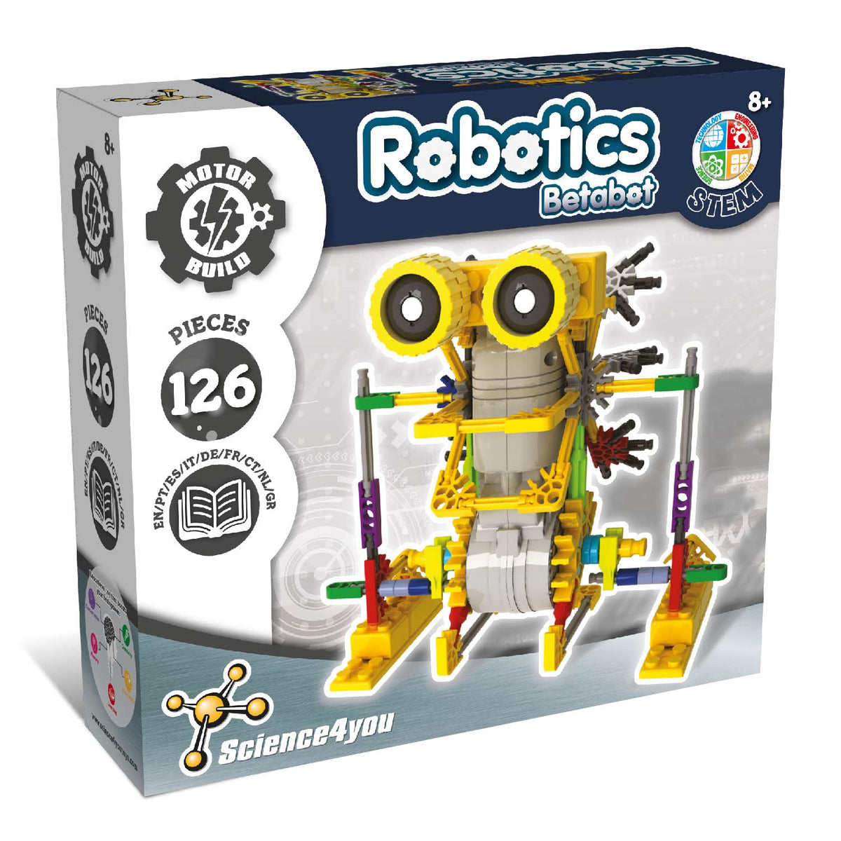 Science4you Betabot assembly close-up for hands-on robotics learning.