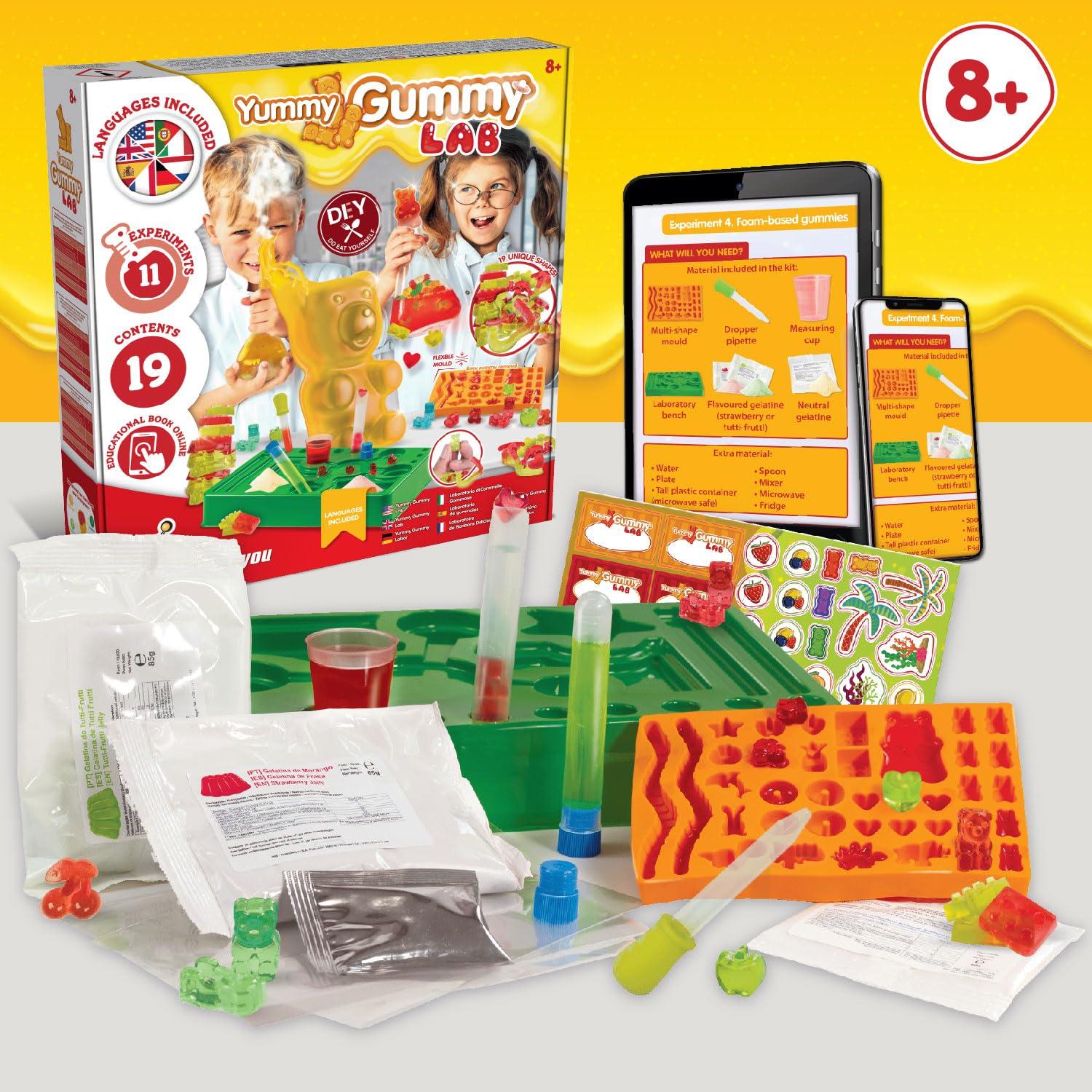 Science4you Gummy Sweets Lab 19 shapes display highlights diverse candy mold options.