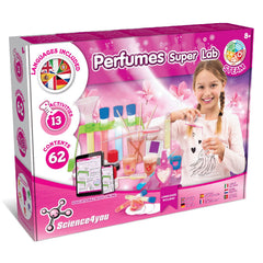 Science4you perfume kit cover with colorful tools for kids' experiments.