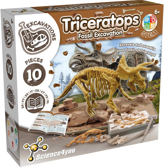 Science4you Triceratops dig kit contents ready for hands-on archaeology adventure.