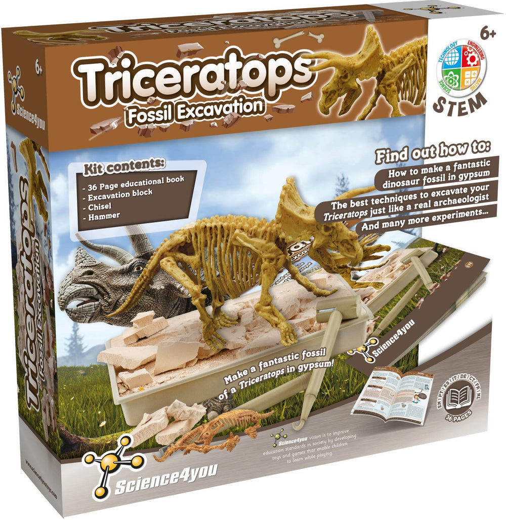 Science4you Triceratops gift-pack ready for a 6+ birthday or holiday.