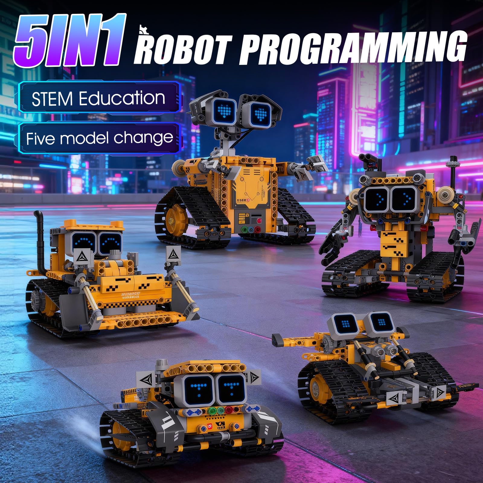 Sciencow 5-in-1 RC robot configurations show versatility and hands-on learning.