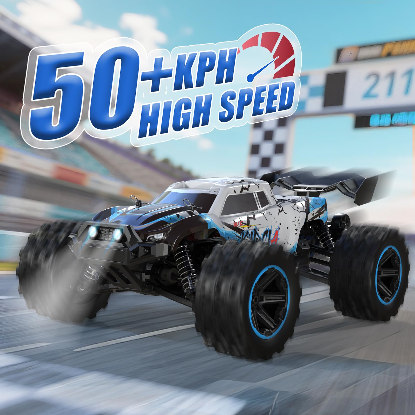 Scientoy 1/14 RC car with dual batteries for longer playtime.