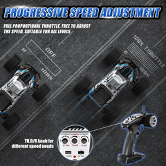 Scientoy 1/14 RC car long-range remote provides stable control outdoors.