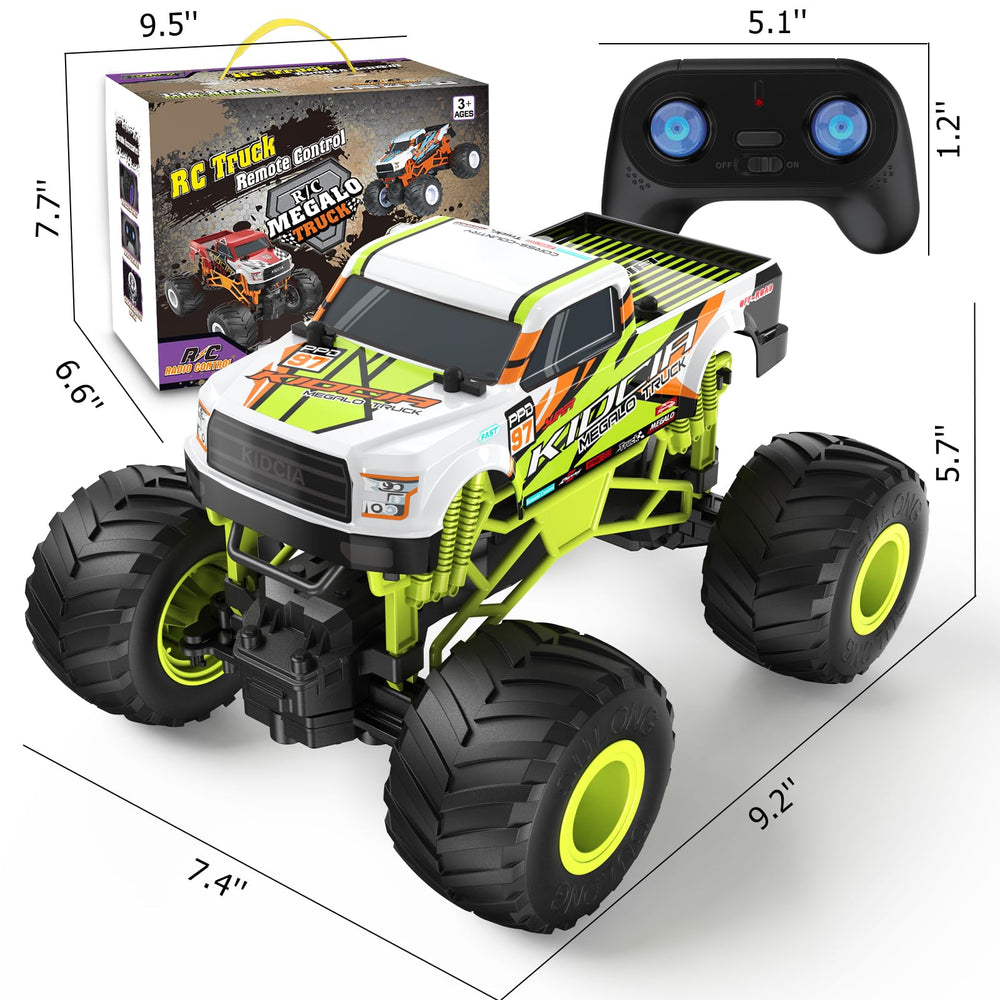 Children playing outdoors with the Scientoy monster truck in action.