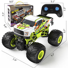 Children playing outdoors with the Scientoy monster truck in action.