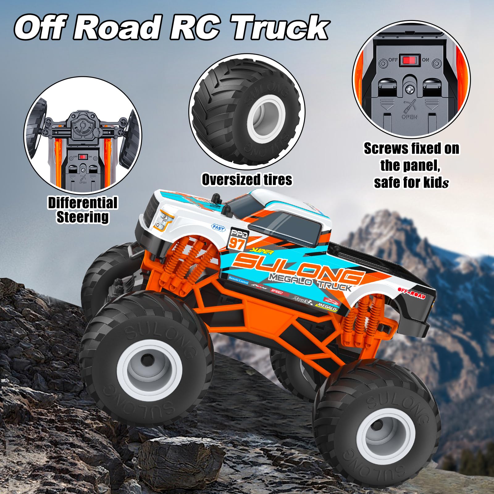 Scientoy RC truck with durable PVC body resistant to playful crashes.